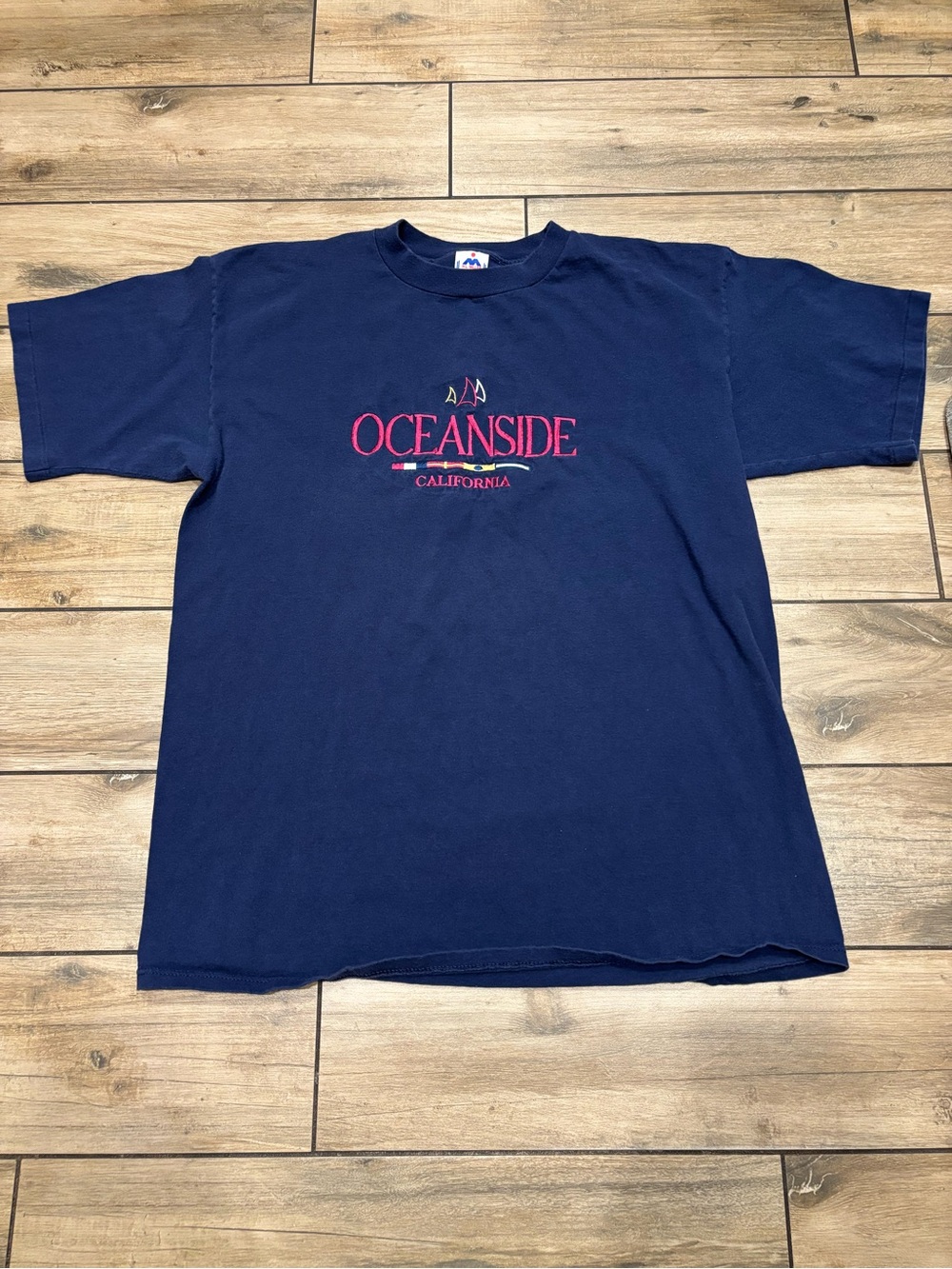 Vintage 90s Oceanside California Embroidered Made In USA Tee Size XL